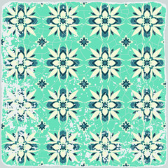 Traditional ornate portuguese tiles azulejos. Vintage pattern for textile design. Geometric mosaic, majolica. Seamless geometric pattern. Vector decorative background. Vintage floral pattern.