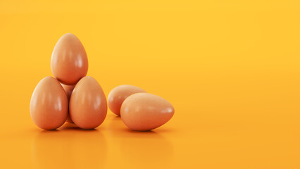 Easter Eggs, Eggs on yellow background, 3D render