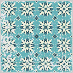 Traditional ornate portuguese tiles azulejos. Vintage pattern for textile design. Geometric mosaic, majolica. Seamless geometric pattern. Vector decorative background. Vintage floral pattern.