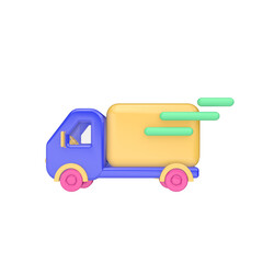 3d render illustration of truck. Simple icon for web and app. Modern trendy design. Isolated on white background.