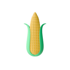 3d render illustration of corn. Modern trendy design. Simple icon for web and app. Isolated on white background.