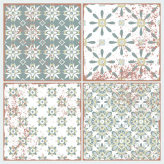 Traditional ornate portuguese tiles azulejos. Vintage pattern for textile design. Geometric mosaic, majolica. Seamless geometric pattern. Vector decorative background. Vintage floral pattern.