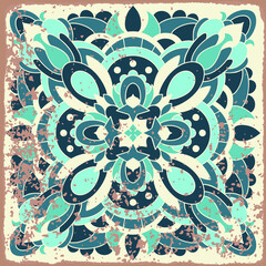 Traditional ornate portuguese tiles azulejos. Vintage pattern for textile design. Geometric mosaic, majolica. Seamless geometric pattern. Vector decorative background. Vintage floral pattern.