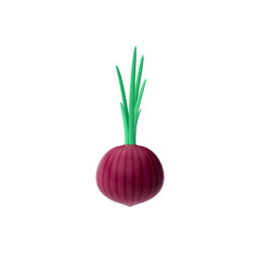 3d render illustration of onion. Modern trendy design. Simple icon for web and app. Isolated on white background.