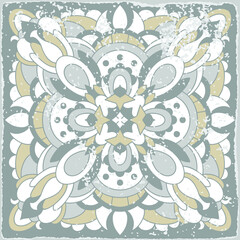 Traditional ornate portuguese tiles azulejos. Vintage pattern for textile design. Geometric mosaic, majolica. Seamless geometric pattern. Vector decorative background. Vintage floral pattern.