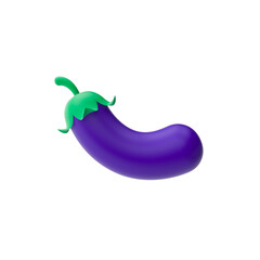 3d render illustration of eggplant. Modern trendy design. Simple icon for web and app. Isolated on white background.