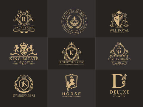 Luxury Gold Logos Elegant Emblem Monogram Luxury Logo. Premium Vector  Luxurious crown letter logo