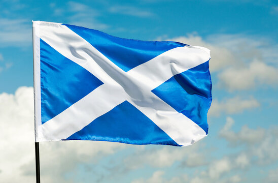 Scottish flag flying on windy