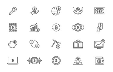 Cryptocurrency symbol vector line icon. Crypto currency bitcoin money won digital usd transfer