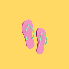 3d render illustration of flip flops. Modern trendy design. Simple icon for web and app. Isolated on white background.