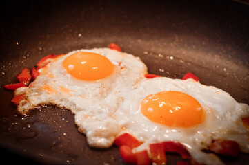 fried egg in a frying pan