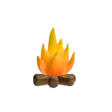 3d render illustration of bonfire. Modern trendy design. Simple icon for web and app. Isolated on white background.