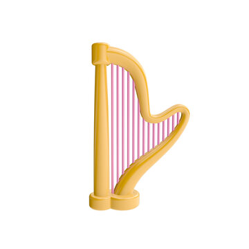 3d render illustration musical instrument harp. Modern trendy design. Simple icon for app and web. Isolated on white background.