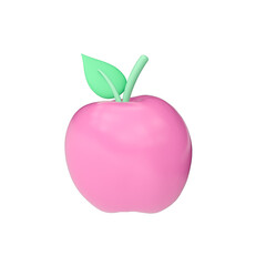 3d render illustration of apple. Ecology theme. Modern trendy design. Simple icon fir web and app. Isolated on white background.