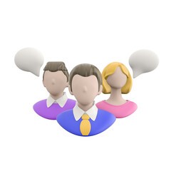 3d render illustration of employees exchange views. Modern trendy design. Simple icon for web and app. Isolated on white background.