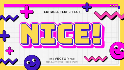 Editable text style effect - retro old school cartoon text in groovy style theme