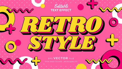 Editable text style effect - retro old school cartoon text in groovy style theme