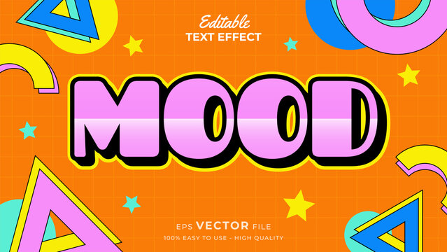 Editable text style effect - retro old school cartoon text in groovy style theme