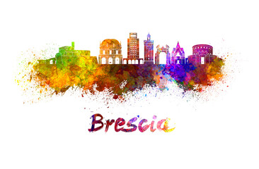 Fototapeta premium Brescia skyline in watercolor