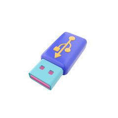 3d render illustration flash drive. Modern trendy design. Icon for app and web. Isolated on white background.