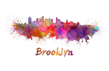 Brooklyn skyline in watercolor