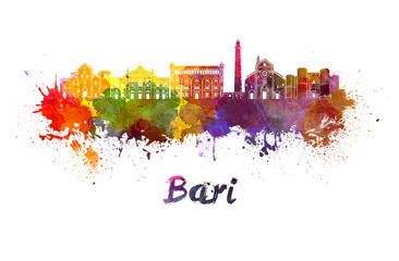 Bari skyline in watercolor