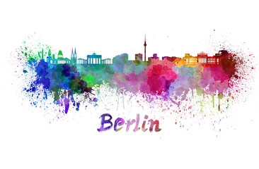 Berlin skyline in watercolor - obrazy, fototapety, plakaty