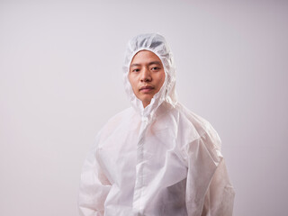 A man in protective clothing ...