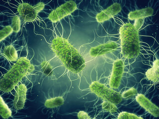 Pathogenic Salmonella bacteria. Salmonella infection (Salmonellosis) is usually caused by contaminated food or water - 494203052