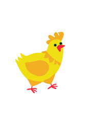 Chicken in bright colors, farm birds. Cute and funny colorful chicken cartoon vector illustration isolated on white background. 
