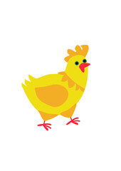 Chicken in bright colors, farm birds. Cute and funny colorful chicken cartoon vector illustration isolated on white background. 
