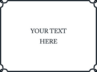 Vector border frame. Background or display window decoration. Simple rectangular horizontal billboard, web banner, card, plaque, signboard, sticker or label 