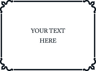 Vector border frame. Background or display window decoration. Simple rectangular horizontal billboard, web banner, card, plaque, signboard, sticker or label 