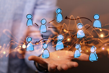 Abstract technology group and data 3d