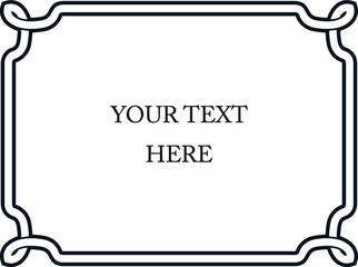Vector border frame. Background or display window decoration. Simple rectangular horizontal billboard, web banner, card, plaque, signboard, sticker or label 