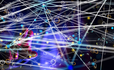 Global network. Blockchain. 3D illustration. Neural networks and artificial intelligence. Abstract