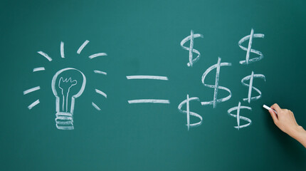 Convert ideas into cash on blackboard