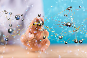 Connecting lines and dots.Big data visualization