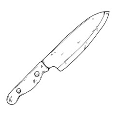 Knife sketch drawing. Vector illustration of a kitchen knife.
