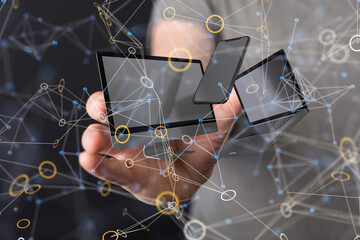 Online shopping business concept selecting shopping cart