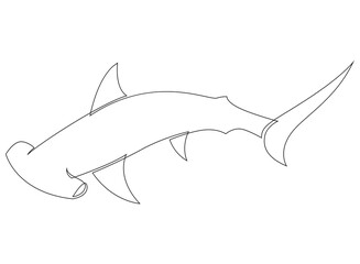 Obraz premium Hammerhead. One line fish design silhouette. Logo design. Hand drawn minimalism style vector illustration