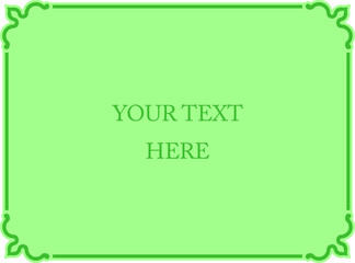 Green spring eco horizontal vector background with beautiful thin border frame. Vintage style package design, label, web banner or pop up advertising window