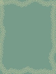 Vertical illustration, pale green background with yellow border