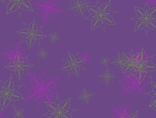 Naklejka na ściany i meble Abstract yellow and pink flowers on purple background, illustration