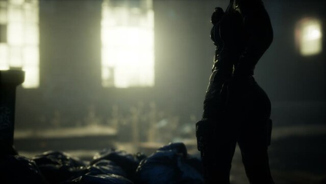 woman in the style of cyberpunk and postapocalypse