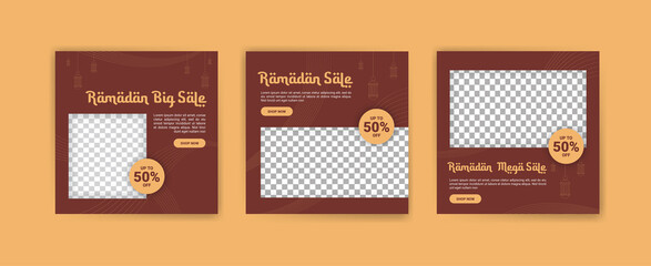 Social media post template for ramadan month promotion sale.