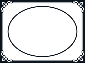 Retro goth oval photo frame or label. Vector vintage photographic portrait border 