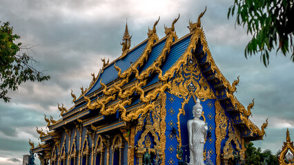 Wat Rong Suea Ten-Chiang Rai:24 September 2021,tmosphere inside the temple,there is an old white...