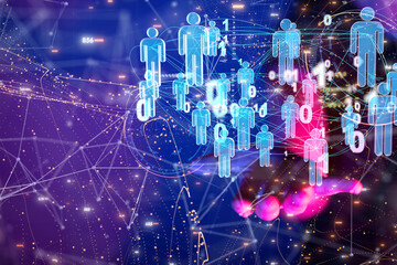 Abstract technology group and data 3d