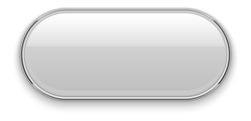 Oval button template. Glossy reflection white mockup